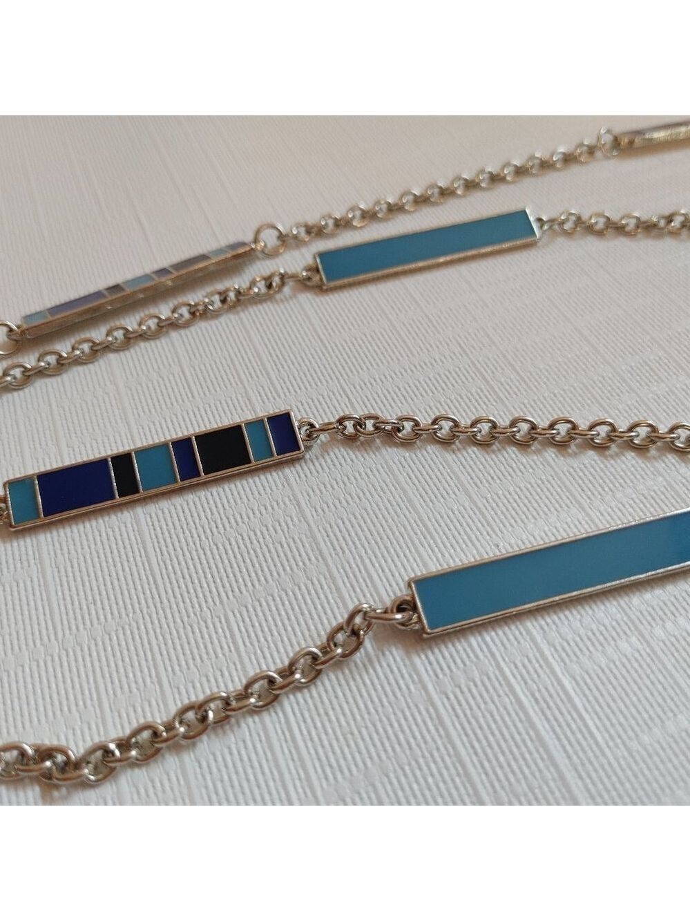 Long Double Strand necklace with rectangular block